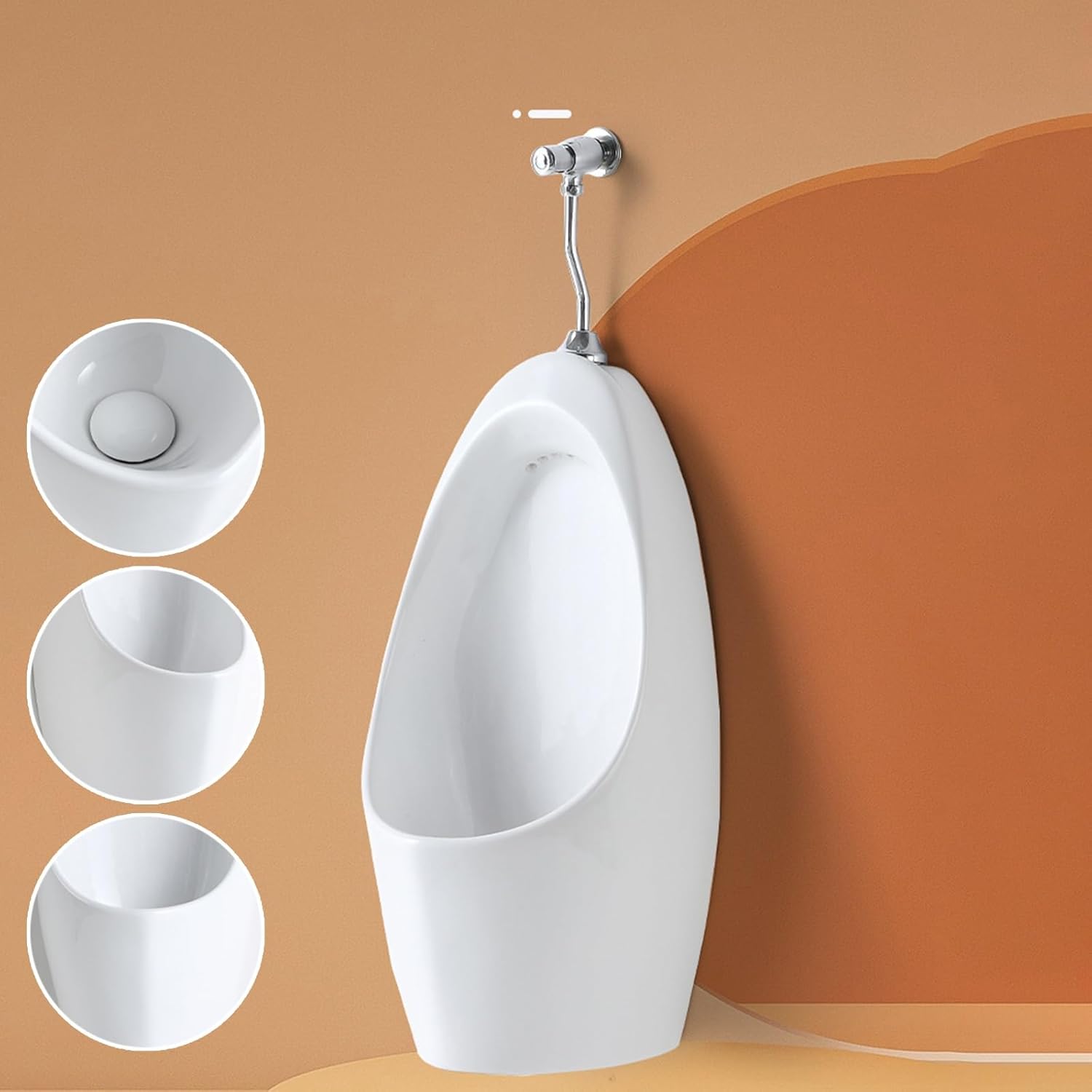 Urinals for Men Bathroom Commercial Washout Urinal Wall Mounted Men's Adult Urinal Splash-Proof Male Urinal for Bathrooms Hotels Shopping Malls