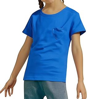 Camiseta deportiva para niños, algodón, camiseta básica, informal, cuello redondo, transpirable, manga corta para niños y niñas, de 2 a 13 años