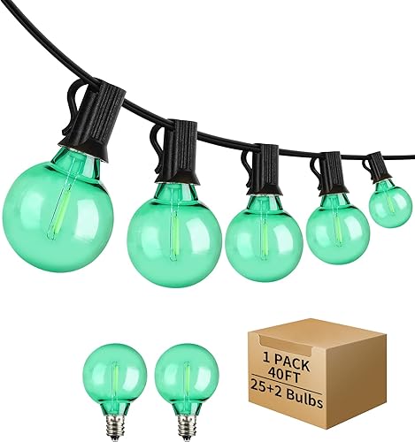 Miniatura 12 de Guirnalda de luces LED para exteriores de 40 pies, impermeable, G40, luces LED para exteriores para patio con 27 bombillas Edison vintage