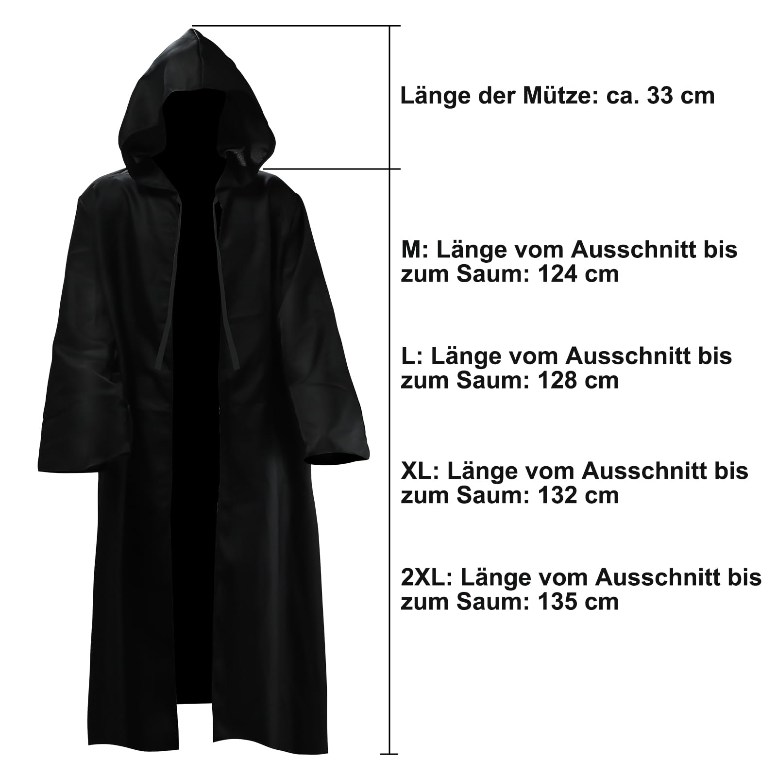 Faburo Cape with Hood Halloween Cape Vampire Adult Halloween Costume Cape Carnival Costume Hoodies Robe Cosplay Cape Jedi Costume Jedi Robe (M) - Image 2