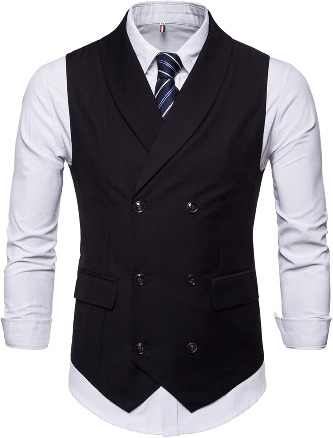 Legou Men's vest Solid color double-breasted fashion suit vest