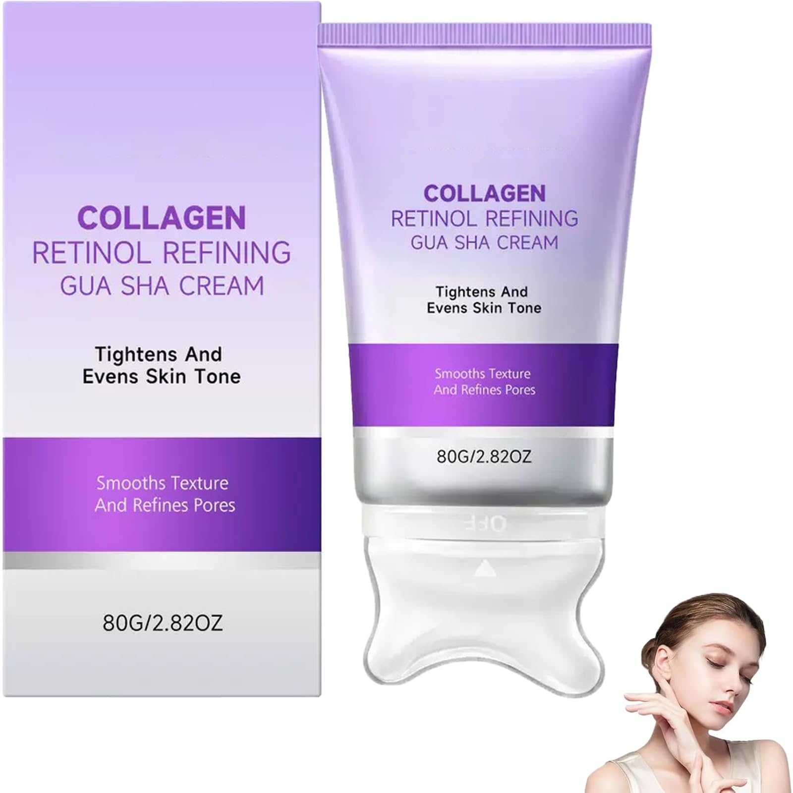 Crema Gua Sha con collagene e retinolo, per rassodare e rassodare il collo, anti-invecchiamento, idratante, rassodante e levigante per viso e collo, cura quotidiana (1)