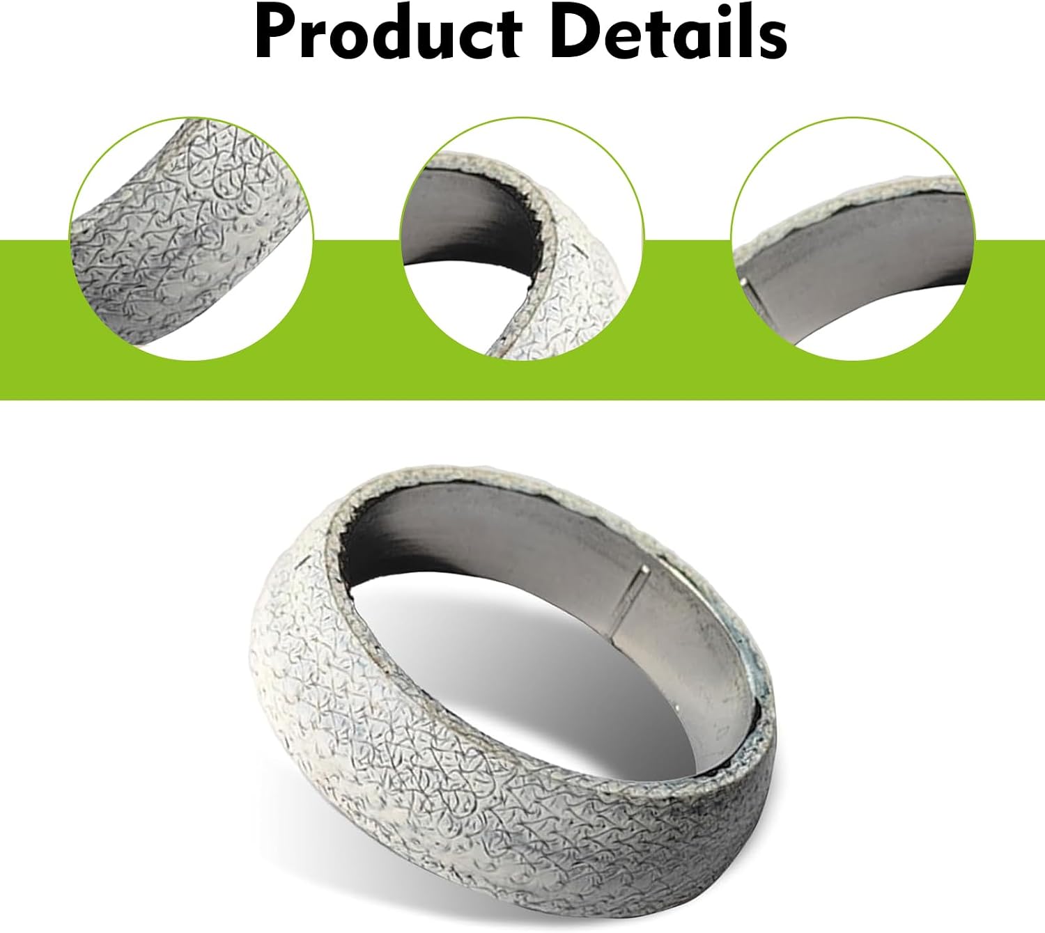 2 PCS Exhaust Manifold Gasket, 65mm 2.56" ID Graphite Donut Gasket, Leakproof Durable Muffler Exhaust Pipe Flange Seal Replacement Gasket, Universal for Most Cars, SUVs (Silver)