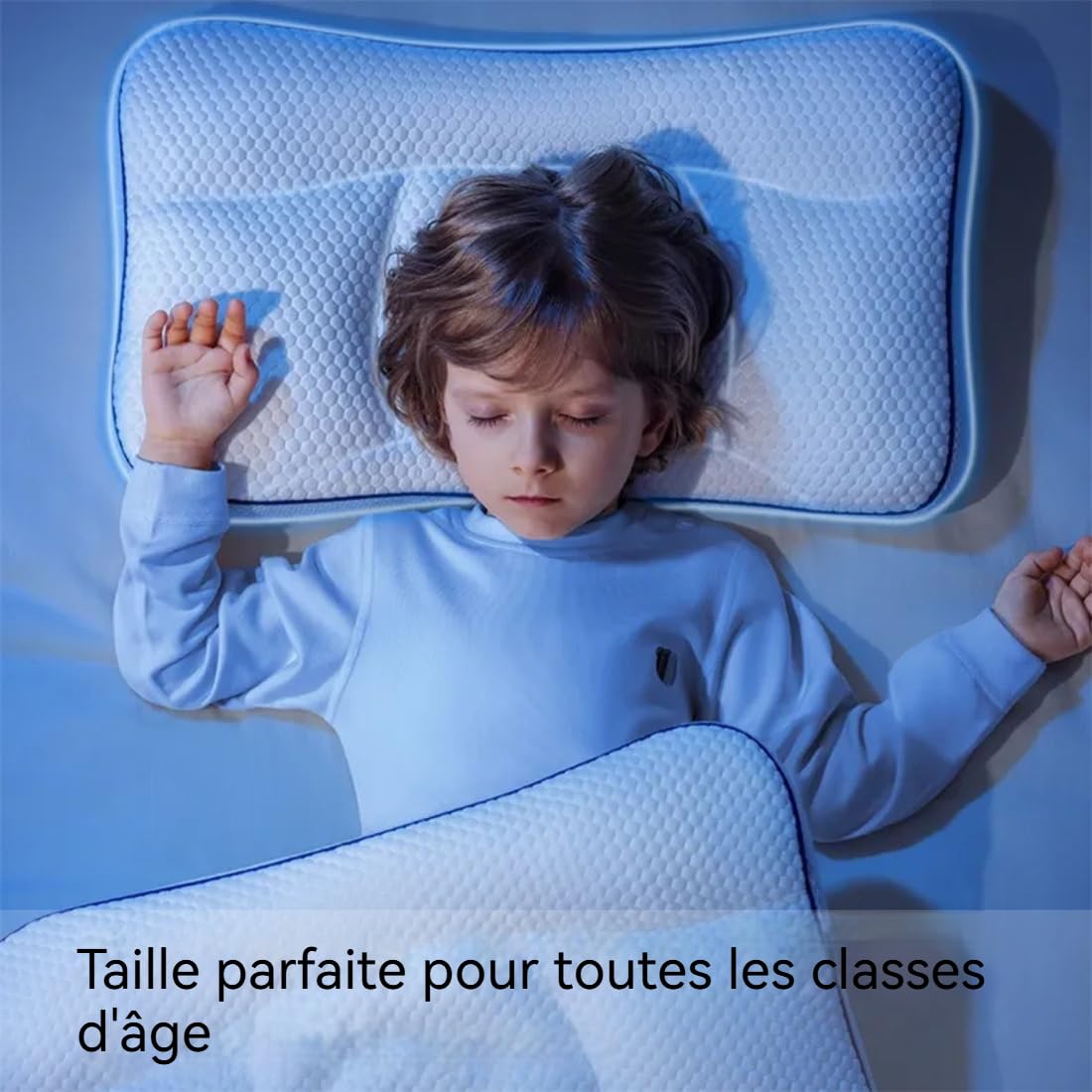 Oreiller Ergonomique Enfant Mémoire de Forme – Soutien Cervical & Sommeil Réparateur – Hypoallergénique, Anti-Acariens & Housse Lavable – Idéal pour Lit, Sieste, Voyage, Filles & Garçons 3-10 Ans