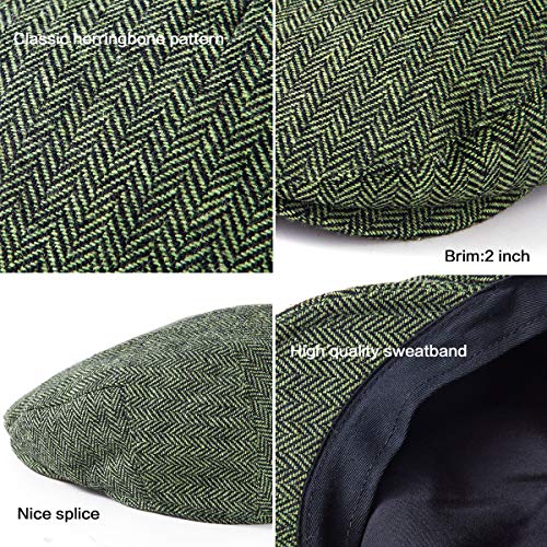Image of LADYBRO 2 Pack Newsboy Hats for Men Wool Scally Cap Mens Flat Cap, Stylish Winter Cap for Man - Monkey Cap & Beanie Cap for Men