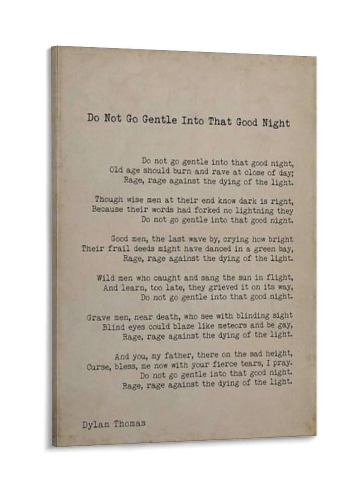 IDGTTLDF Poetry Quote Canvas Print Classic Poem Motivational Wall-Art Famous Literary Poster for Office Study Decor Unframed,12X18inch(30X45cm)