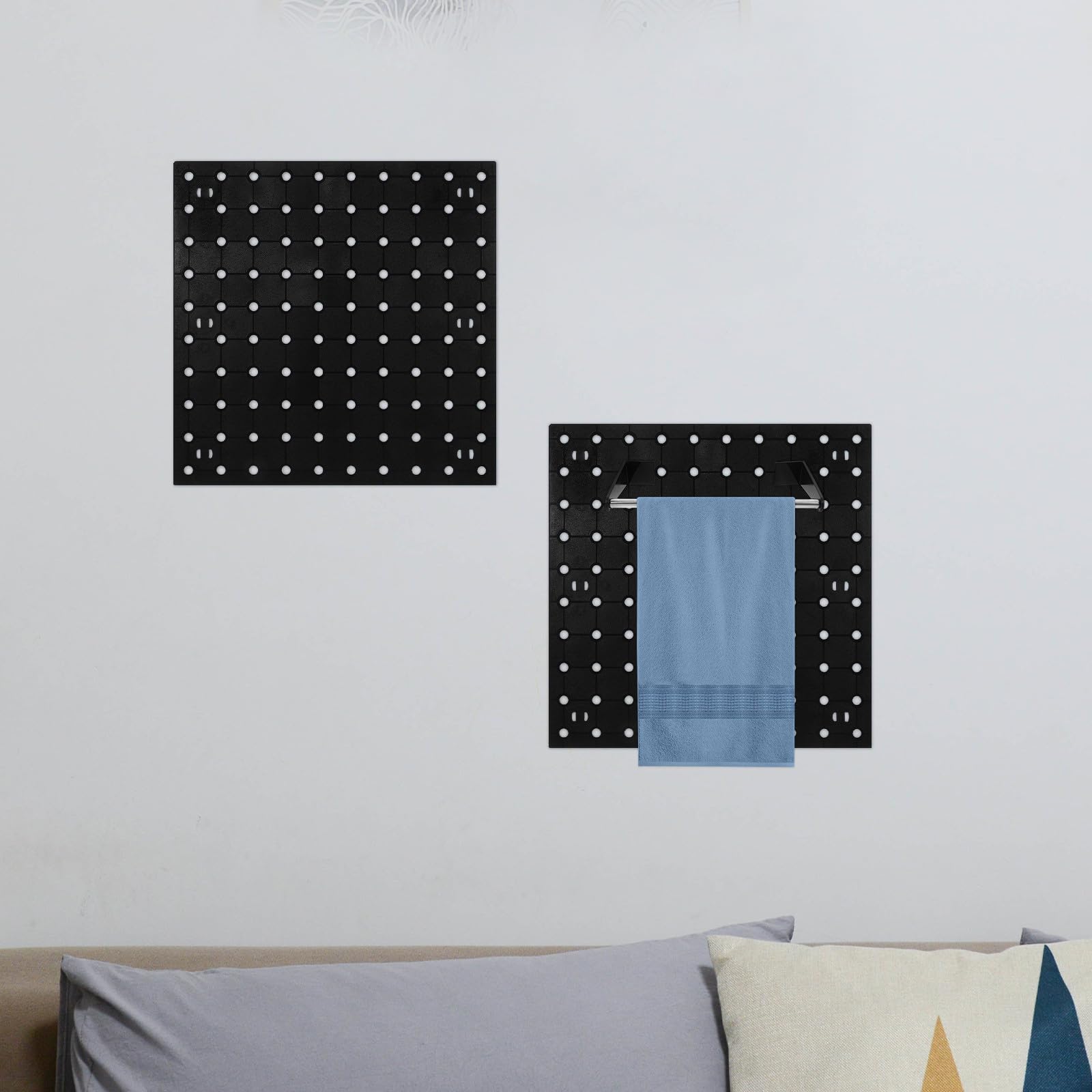 Organizador de Cocina de Pared Tablero de Clavijas Abs, Diseño sin Taladro, 4 Piezas para Almacenamiento Fuerte y Orden en Espacios Pequeños