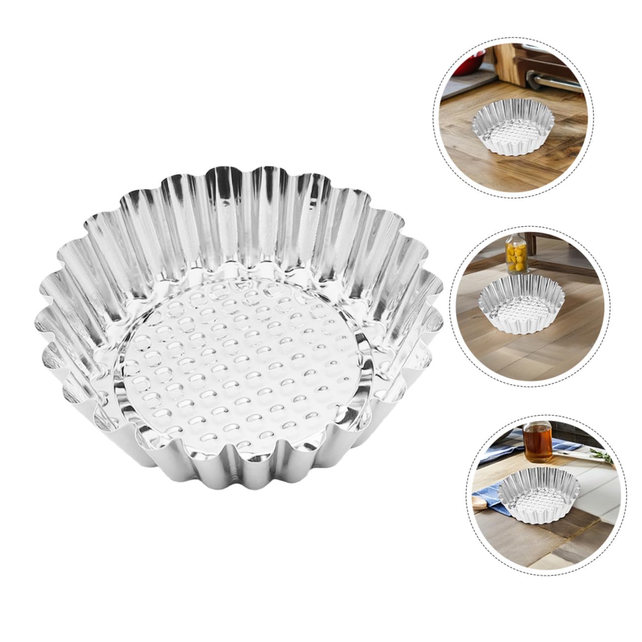 Uonlytech 30 Piezas Moldes Para Hornear De Acero Inoxidable Moldes Para Tartaletas De Huevo Redondos Con Bordes Decorativos Para Repostería Profesional