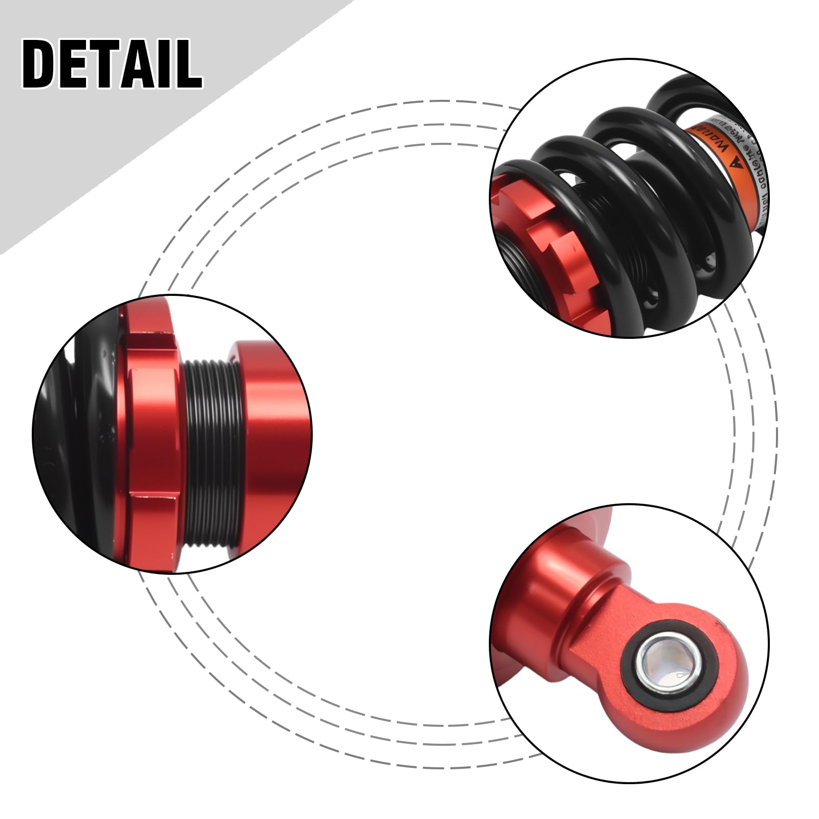 Hoypeyfiy 260 mm, 1500 lb Hinterer Motorrad-Stoßdämpfer, 10 mm Loch, Universal-Stoßdämpfer mit Einstellfeder, ATV, SUV, Mini-Geländewagen für elektroroller
