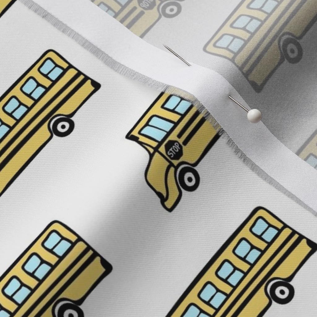 Spoonflower Fabric - School Bus Yellow Trendy Back Kid Classroom Nursery Printed on Organic Cotton Sateen Fabric by The Yard - Sewing Quilting Apparel Home Decor