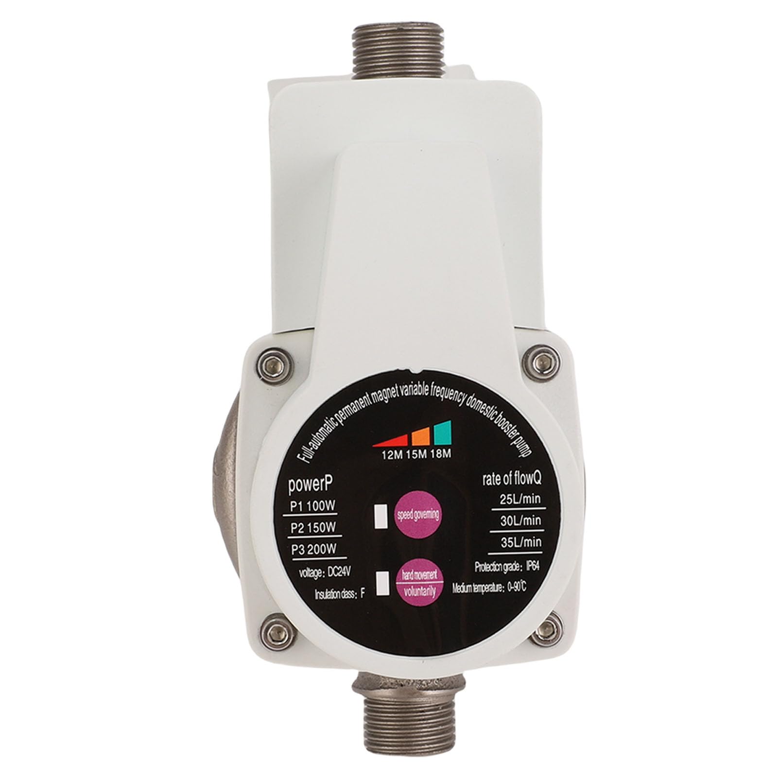 Goshyda Bomba de Refuerzo de Presión de Agua, 100W 150W 200W 3 Velocidades Bomba de Refuerzo de Ducha, Soporte de Parada de Inicio Inteligente, para la Cocina del Inodoro de Grifo (Enchufe de la UE)