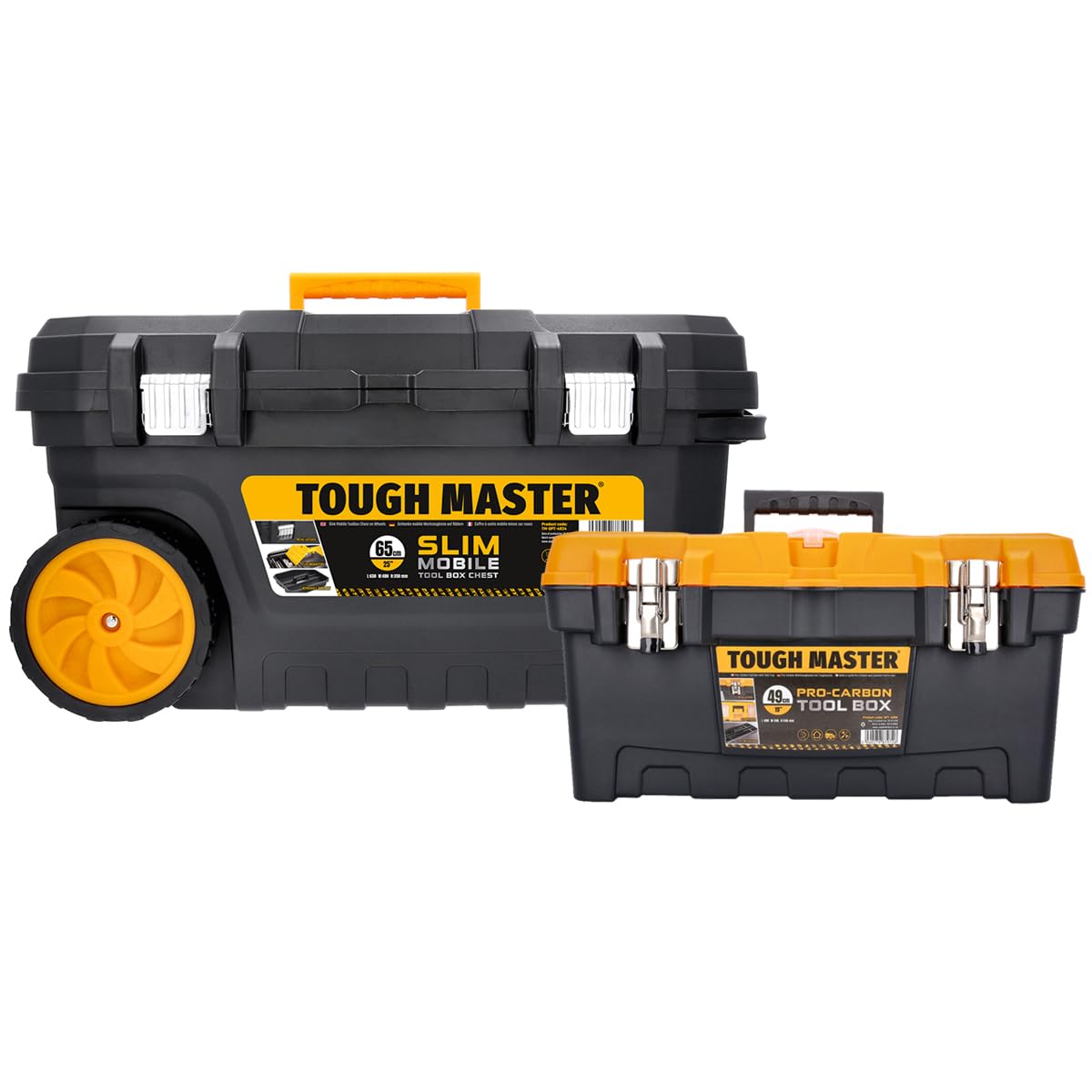 TOUGH MASTER Heavy-Duty Large Tool Box On Wheels with Trays Metal Handle Latches - Mobile Storage Box for - Convenient Storage Chest for Household DIY Items (With 19'' Tool Box) — image 1