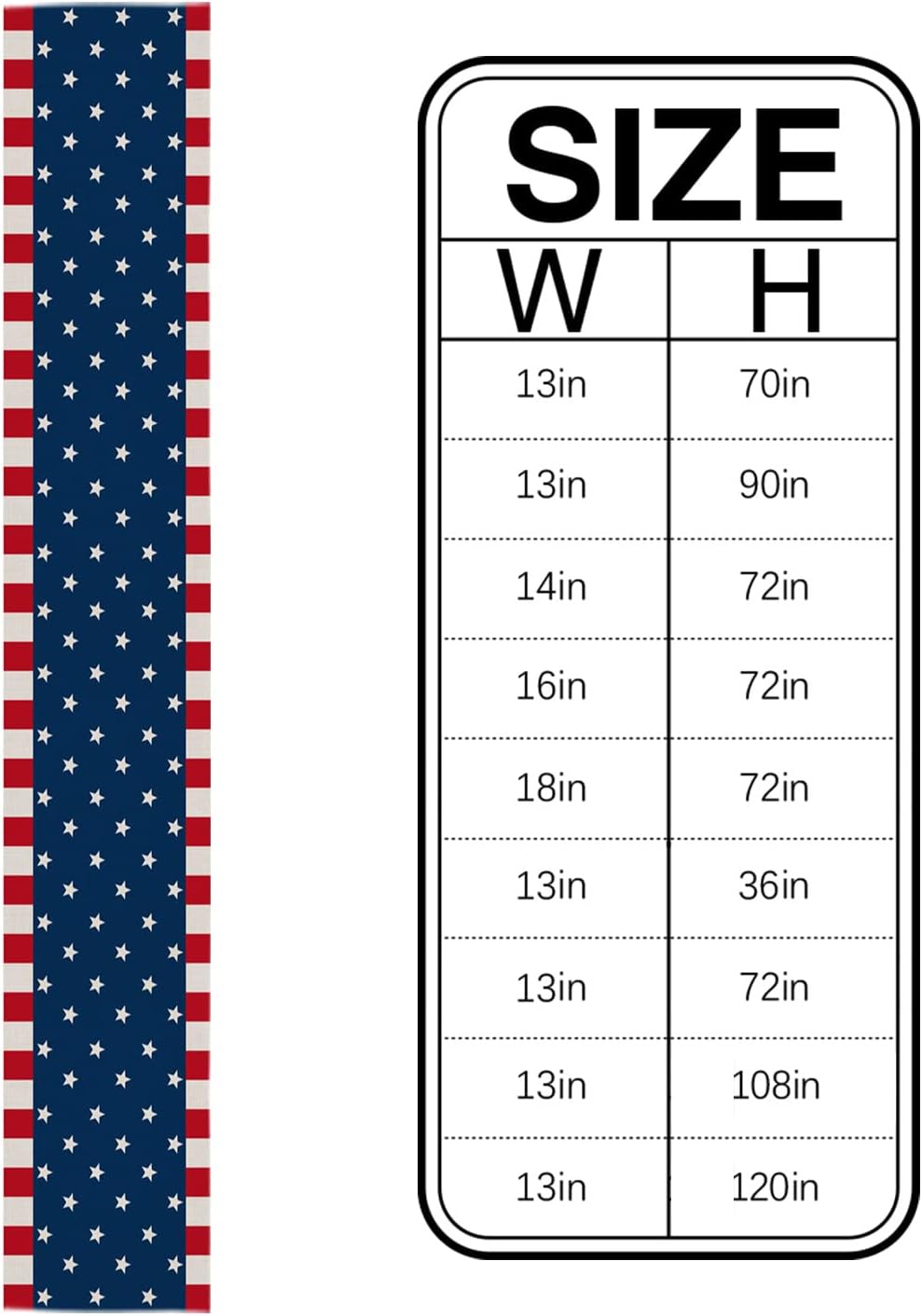 Independence Day Table Runner, Decorative Tabletop Cover 13x120 inch Cotton Linen Table Runners for Everyday Dining Wedding Party Holiday Home Decor, Red Stripes Blue Stars American Flag