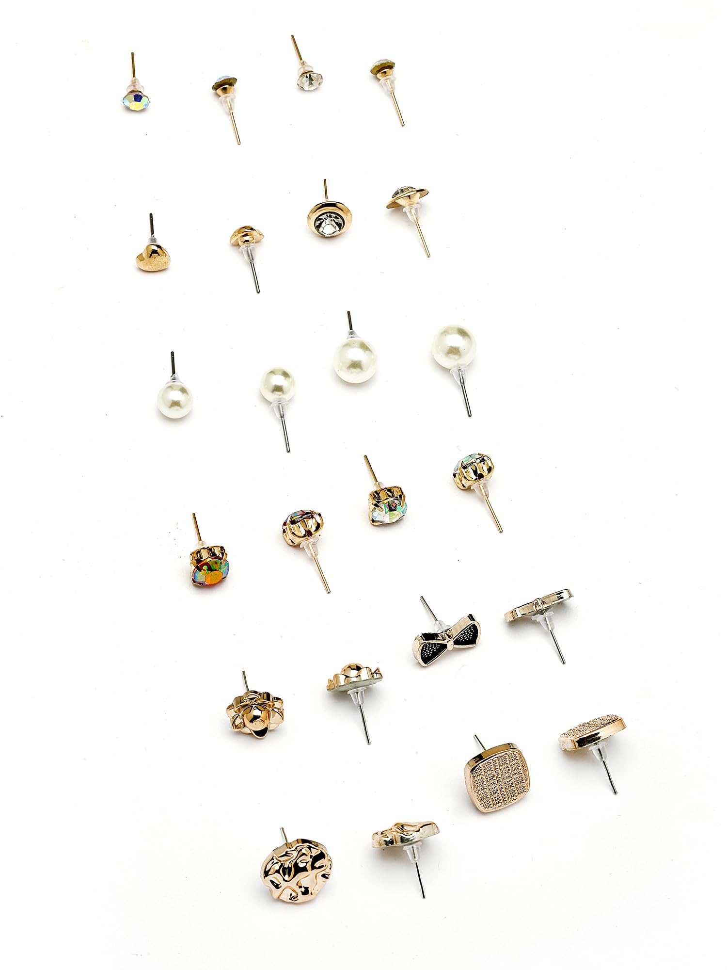 Bohey by KARATCART Set of 12 Gold-Plated Multi-Design Stud Earrings for Women-picture-20