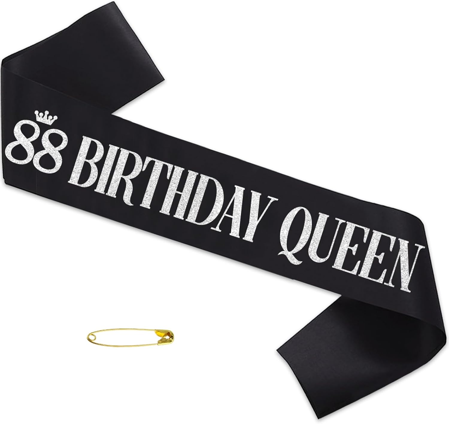 50 Birthday Queen Sash for Women Black Satin with Silver Foil Letter Happy Birthday Fabulous Party Favors Decorations Supplies Black Silver