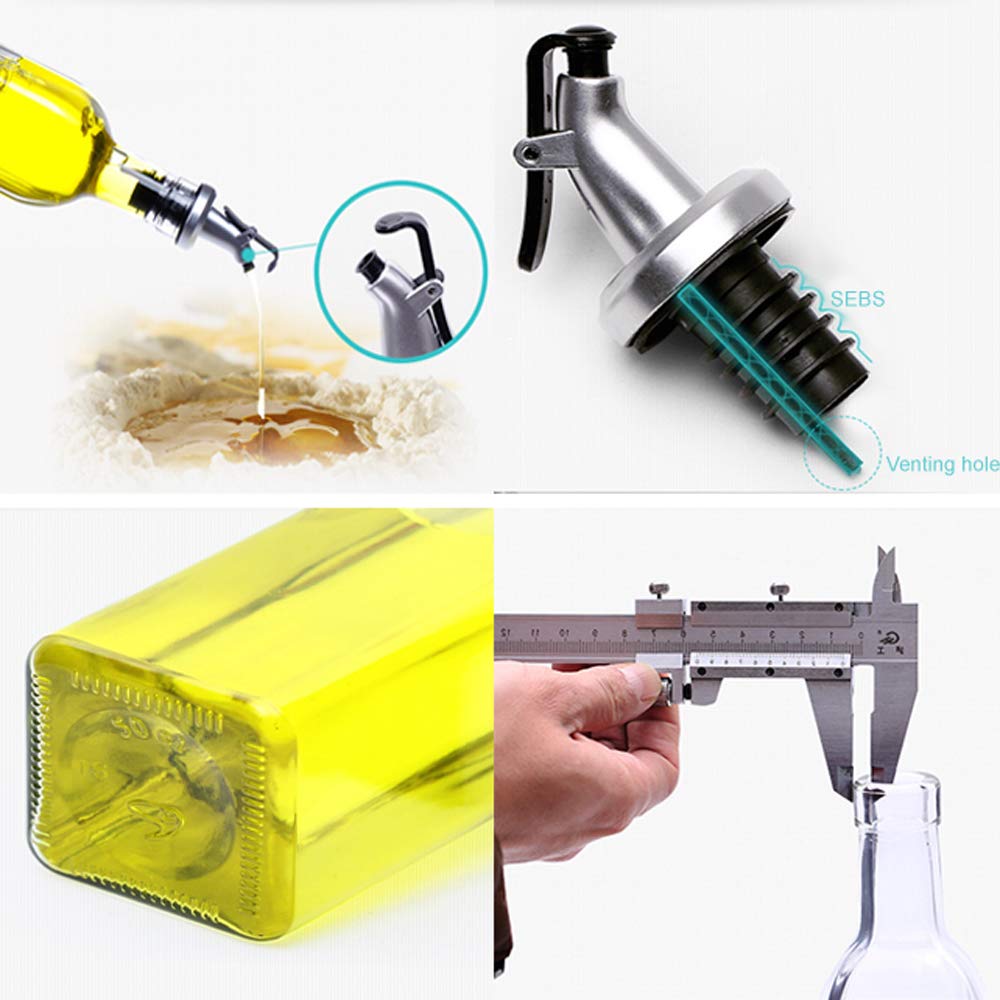 Dispenser Per Olio E Aceto In Vetro 750ml - Con Beccuccio Antigoccia E Scala Graduata