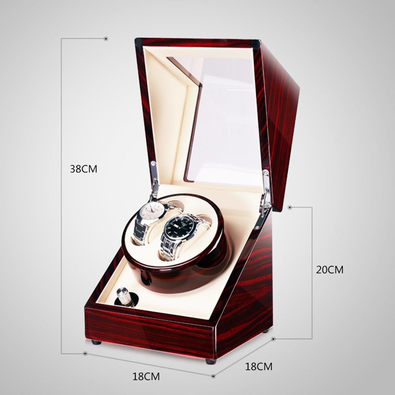 Scatola avvolgitore Doppio per Orologi, Silenzioso, con Motore Giapponese, Rotazione Doppia degli Orologi, Custodia di stoccaggio, Scatola espositiva per Orologi meccanic，G