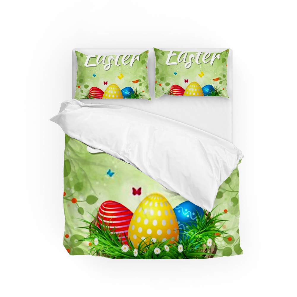 Parure de lit microfibre douce avec housse de couette et taies d'oreiller CHEHONG