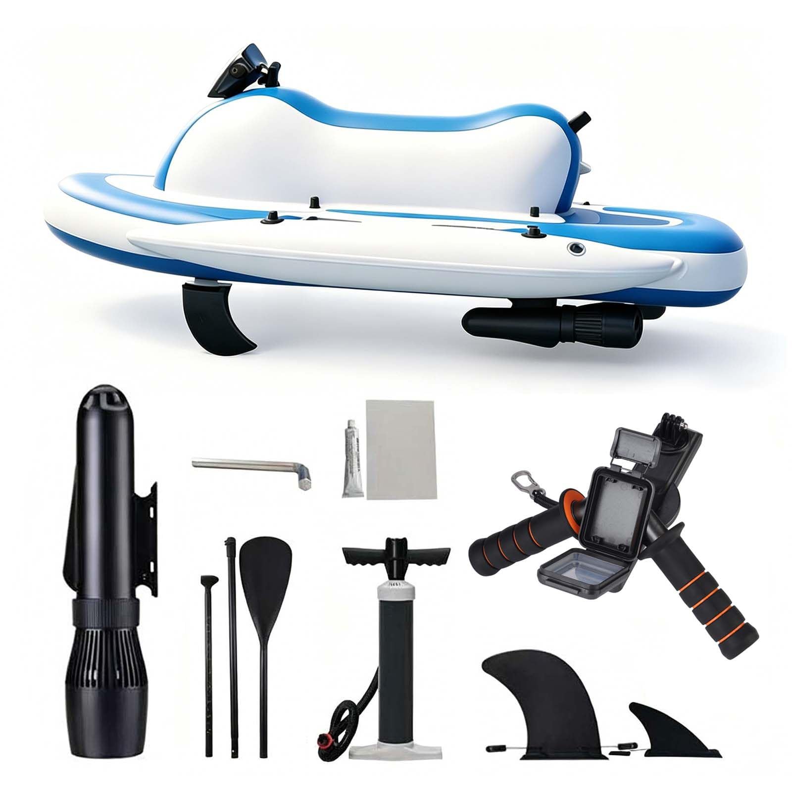 QFGain 40M-Dive Electric Inflatable Kayak – Removable 500W Propulsion Motor for Swimming, Spearfishing & SUP Boat+500W10A