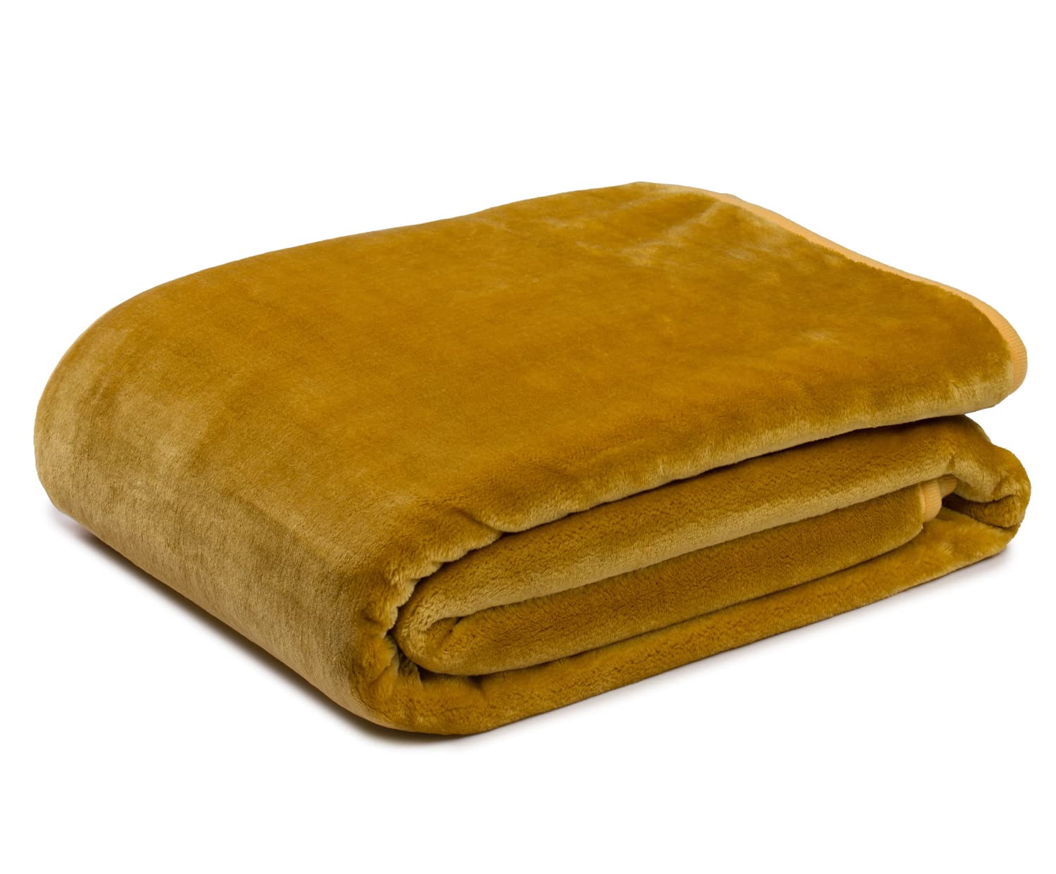 Gözze - Kaszmirowy koc premium do salonu, przytulny, 500 g/m², 180 x 220 cm - musztardowy