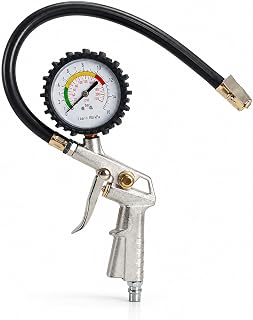 Tyre Inflator with Pressure Gauge, Flexible Air Hose & Clip-On Chuck, Tyre Air Filler Gun for Car, Bike, Motorcycle, SUV &... Price In India