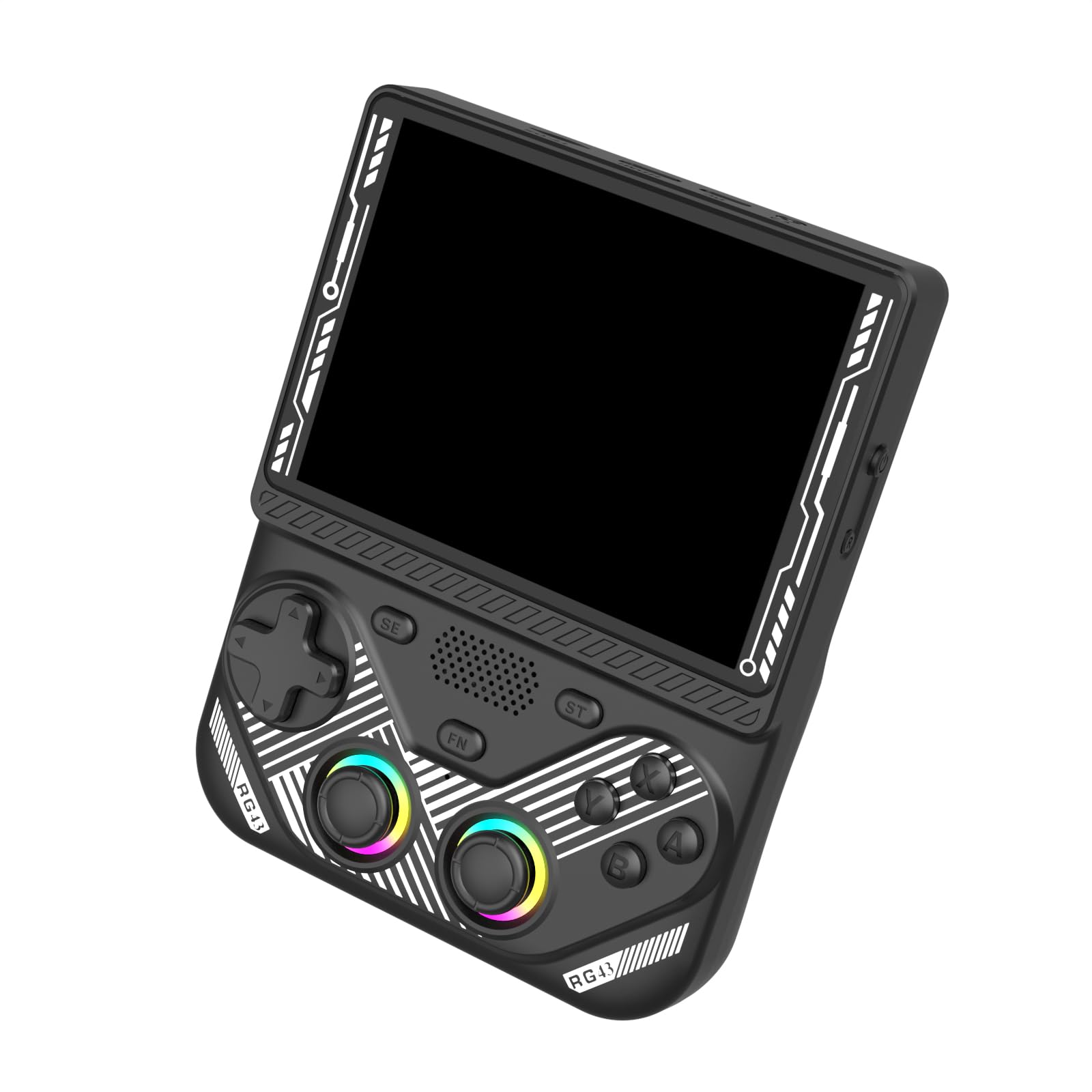 RG43V Pro Retro Console di gioco portatile con schermo IPS da 4,3 pollici, nero | Sistema doppio portatile con CPU RK3562, combattimento in rete WiFi