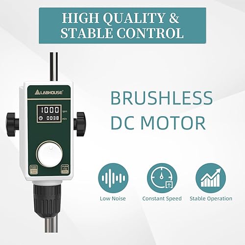 Miniatura 8 de Agitador digital OS-15S de 20L (HO) de laboratorio de base plana de acero inoxidable y 2 paletas de agitación y soporte para vaso de precipitados