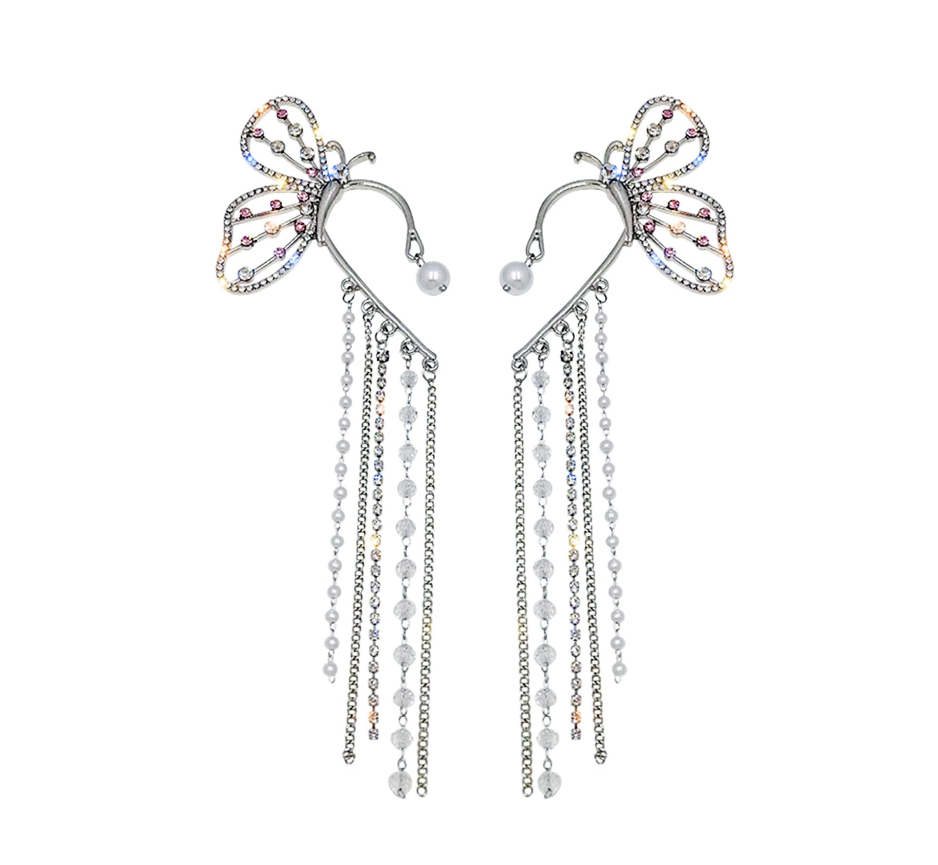 See full amazon price history chart for RUVEE Cute Butterfly Earcuff Long Tassle Drop Platinum Plated Dangle Drop Earrings for your Valentine for Women & Girls RUVEE Cute Butterfly Earcuff Long Tassle Drop Platinum Plated Dangle Drop Earrings for your Valentine for Women & Girls (B0CTQN4C25) Amazon Price History, Amazon Price Tracker