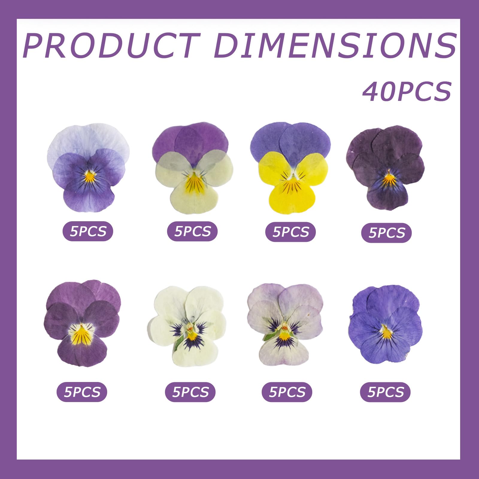 AYNKH 40 Edible Dried Flowers - 8 Pressed Styles, Cake Decorations, Edible Toppers & Crafts Resin Supplies - Image 2