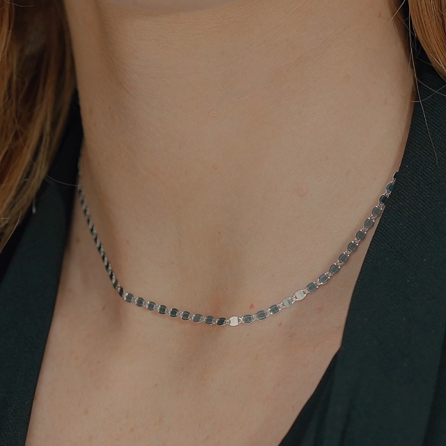Miabella 925 Sterling Silver Italian Sparkle Mirror Link Chain