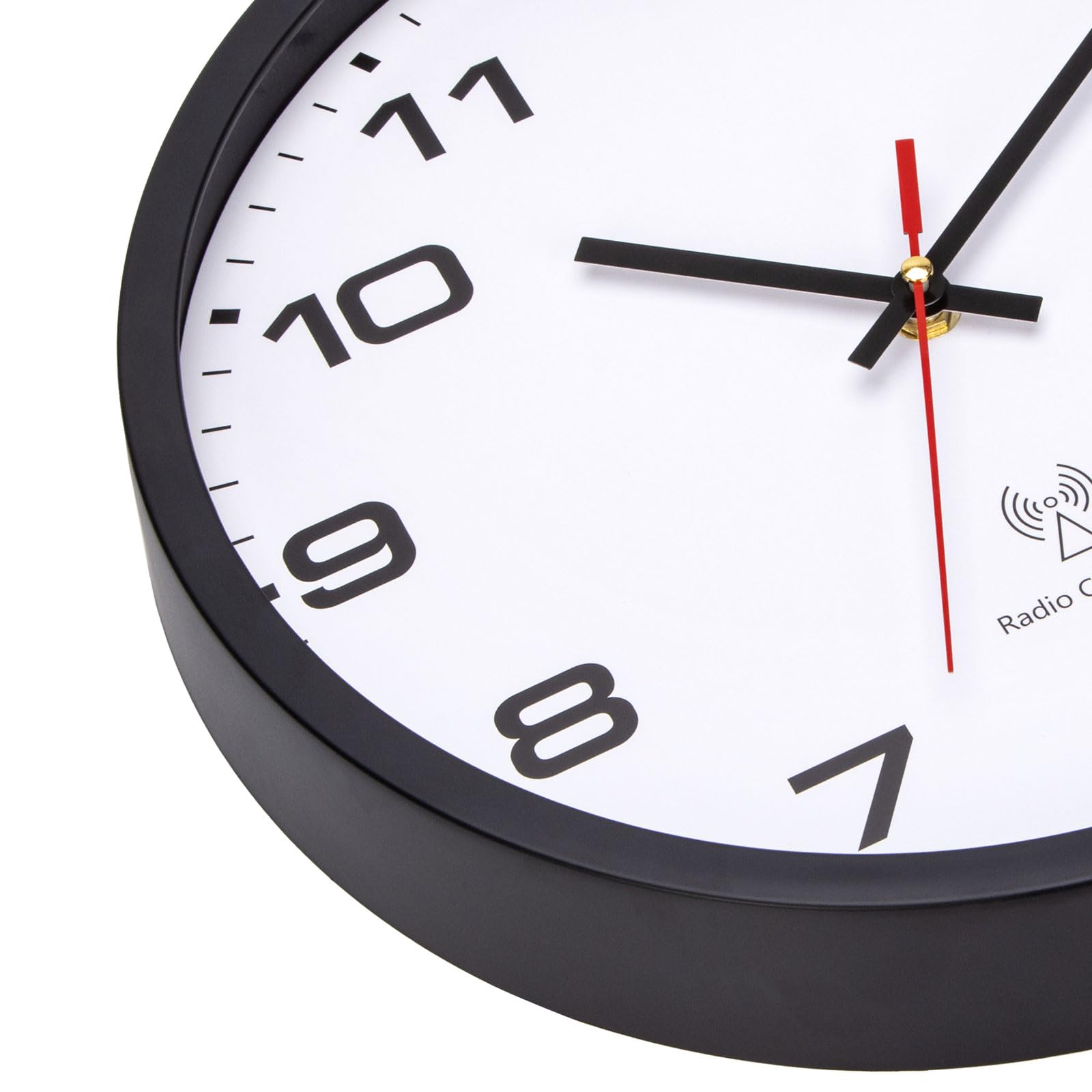 Wanduhr Funk Funkwanduhr 30cm Groß Funkuhr Schwarze Weiß Batteriebetrieben Vintage Modern Uhr Wand für Küche Schlafzimmer Wohnzimmer Kinder