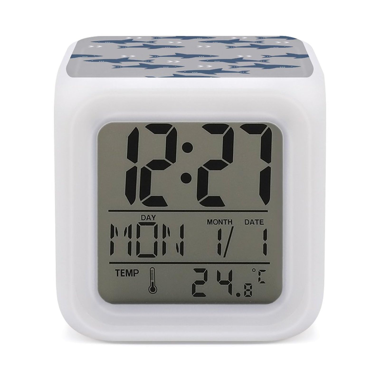 Amazon.co.jp: 目覚まし時計 サメ柄 置き時計 デジタル時計 めざまし
