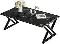 Vista 14 de Mesa de café Wolawu de vidrio negro para sala de estar, mesa central rectangular moderna con marco de metal resistente, mesa de té de vidrio