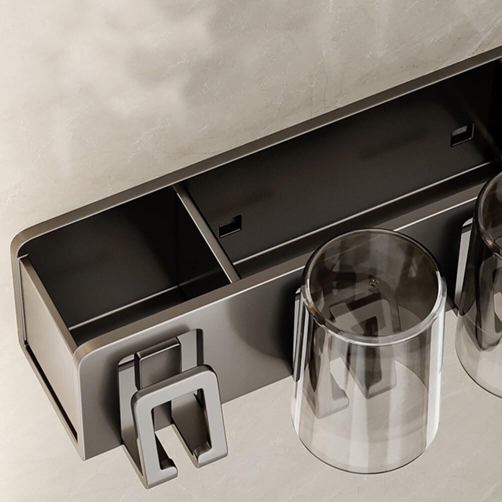 Cabilock Punch Toothbrush Holder Wall-Mounted Bathroom Organizer for Toothbrushes Saves Space Easy Installation Sleek Design for Shower Bathroom Use