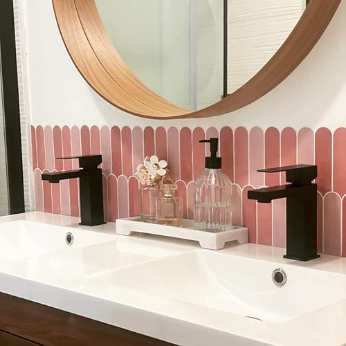 Azulejo de salpicaduras de color rosa para despegar y pegar, autoadhesivo, plumas de pavo real, azulejos temporales para salpicaduras en muro de