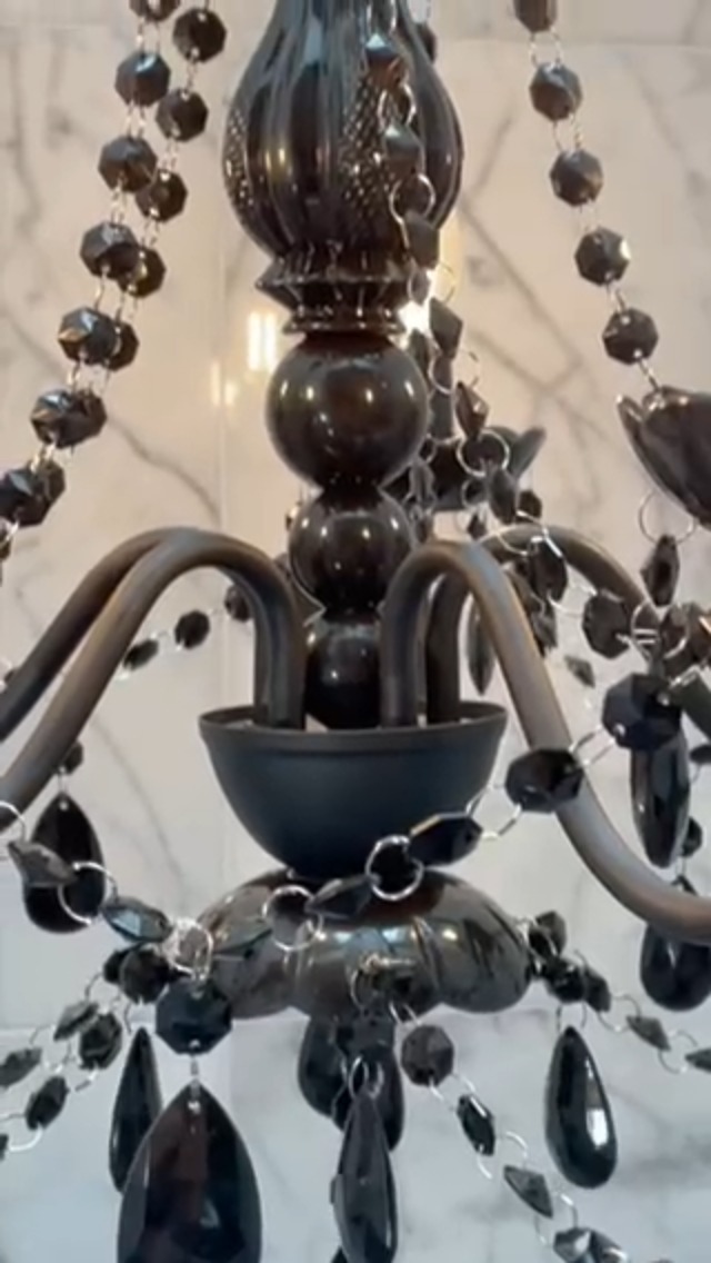 Image of The Original Gypsy 5-Light Flush Mount Crystal Chandelier, Black