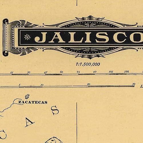 Miniatura 2 de Mapa de Jalisco México desde Atlas Mexicano c. 1884 por Antonio Garcia Cubas Arte de pared vintage, impresión histórica del estado mexicano,