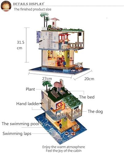 Miniatura 7 de Flever Kit de casa de muñecas exquisita miniatura con muebles cubierta a prueba de polvo y movimiento musical tu regalo perfecto para amigos amantes