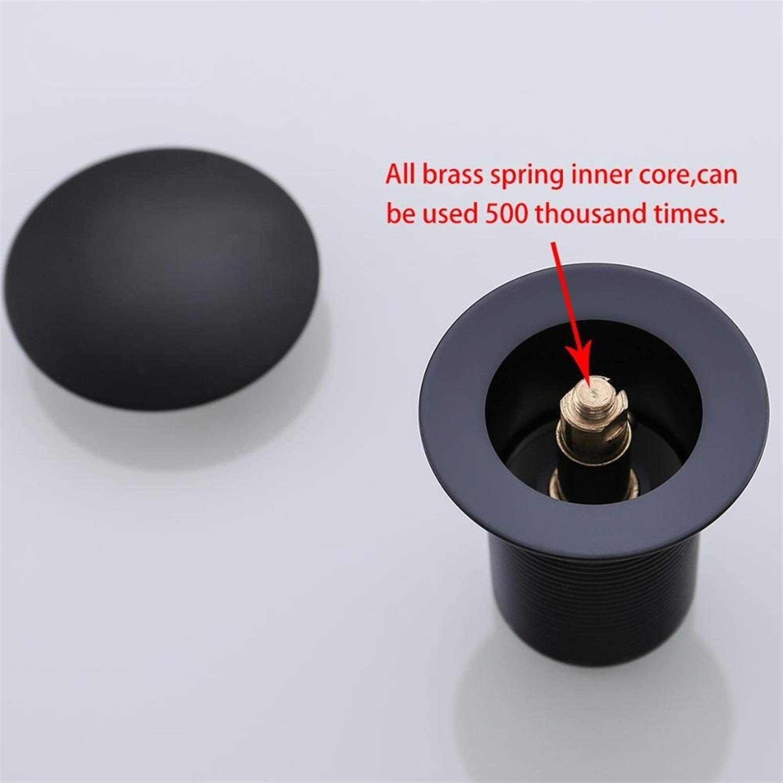 Desagüe emergente para Lavabo Trampa para Botellas de latón Negro Desagües de sifón para Lavabo de baño con Kit de Drenaje emergente Herrajes para desechos de Piedra (Color : Black, Size : W