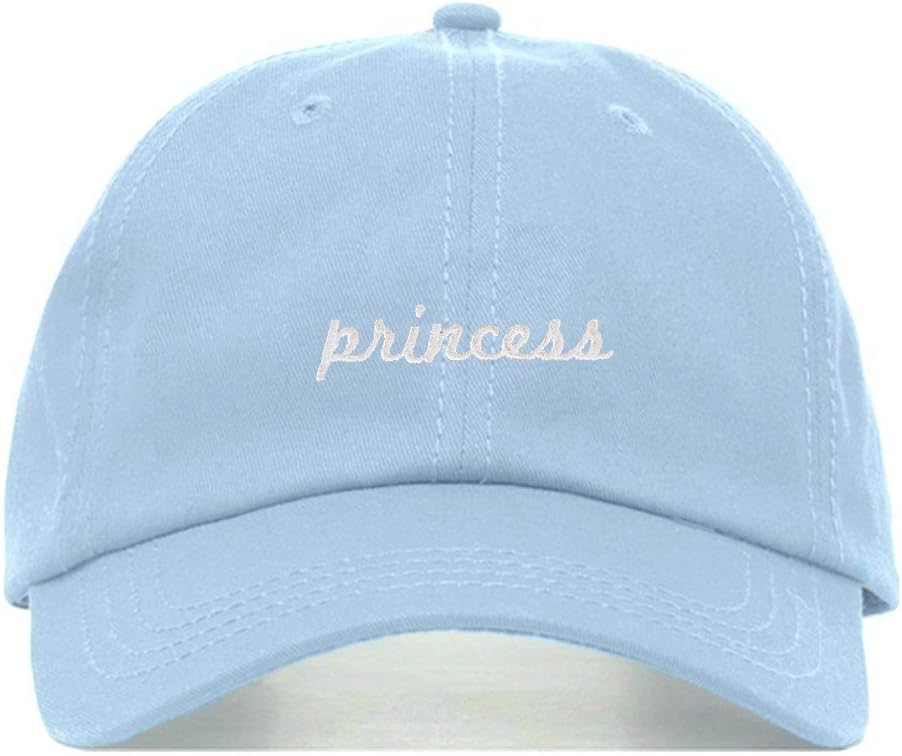 Princess Baseball Hat, Embroidered Dad Cap, Unstructured Soft Cotton, Adjustable Strap Back (Multiple Colors)