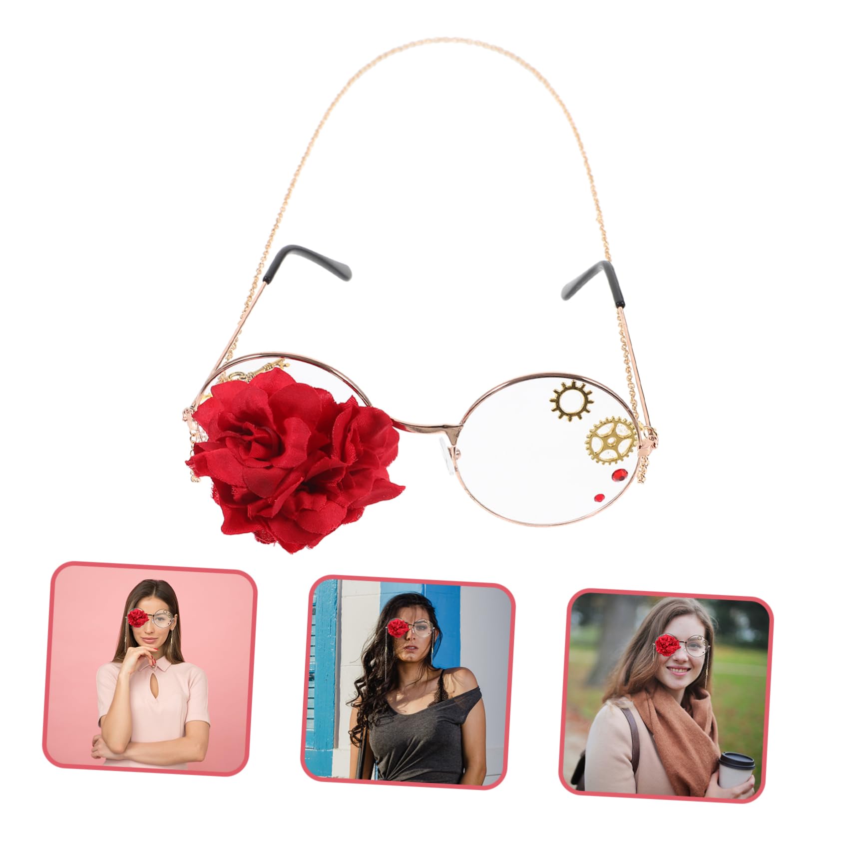 NOLITOY Vintage Glasses Frame Lolita Glasses Steam Punk Eyewear Men's Lightweight Cosplay Accessories