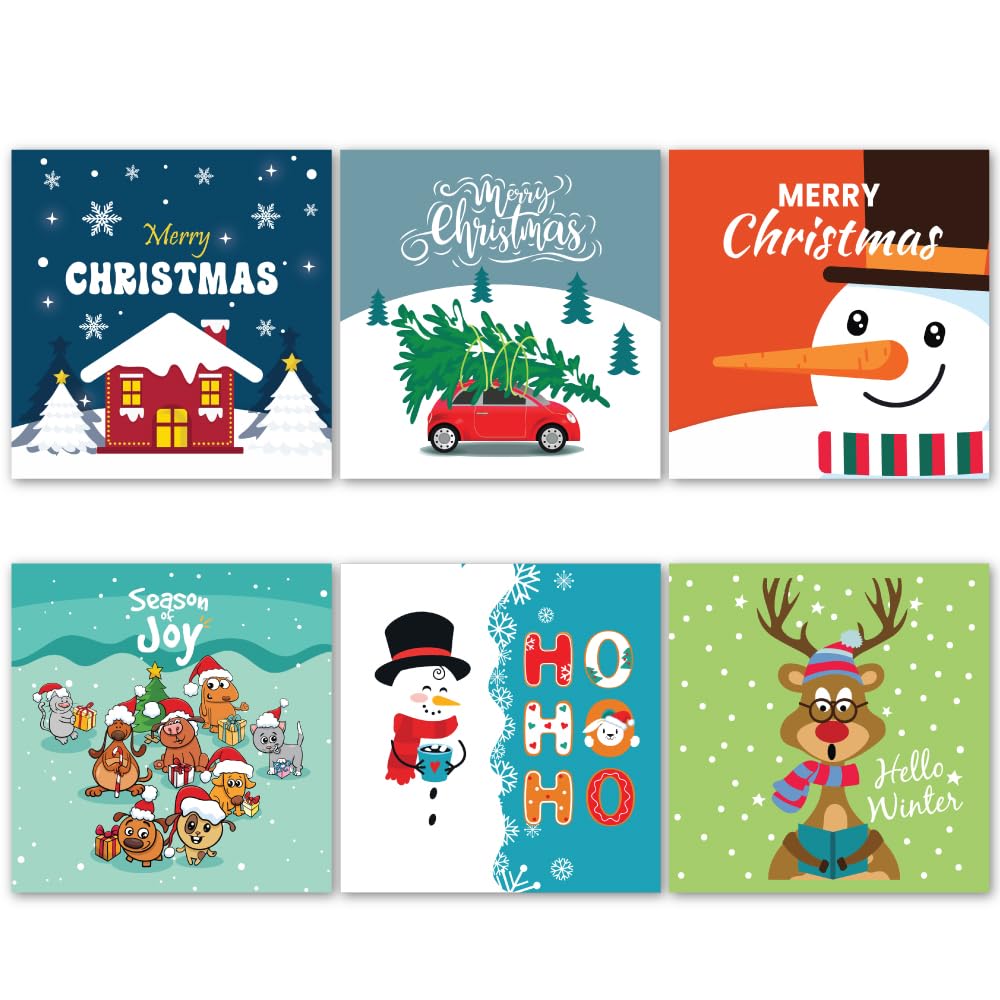 Papa Prints School Childrens Xmas Cards Class Christmas Cards Pack of 30 Christmas Cards with Envelopes (100 x 100 mm) Christmas Cards Multipack (Hoho Xmas)