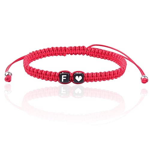 Miniatura 32 de Initial Bracelets for Women Teen Girls, Initial A-Z Heart Letter Charm Bracelets Handmade Adjustable Rope Bracelets for Mother's Day Graduation Black