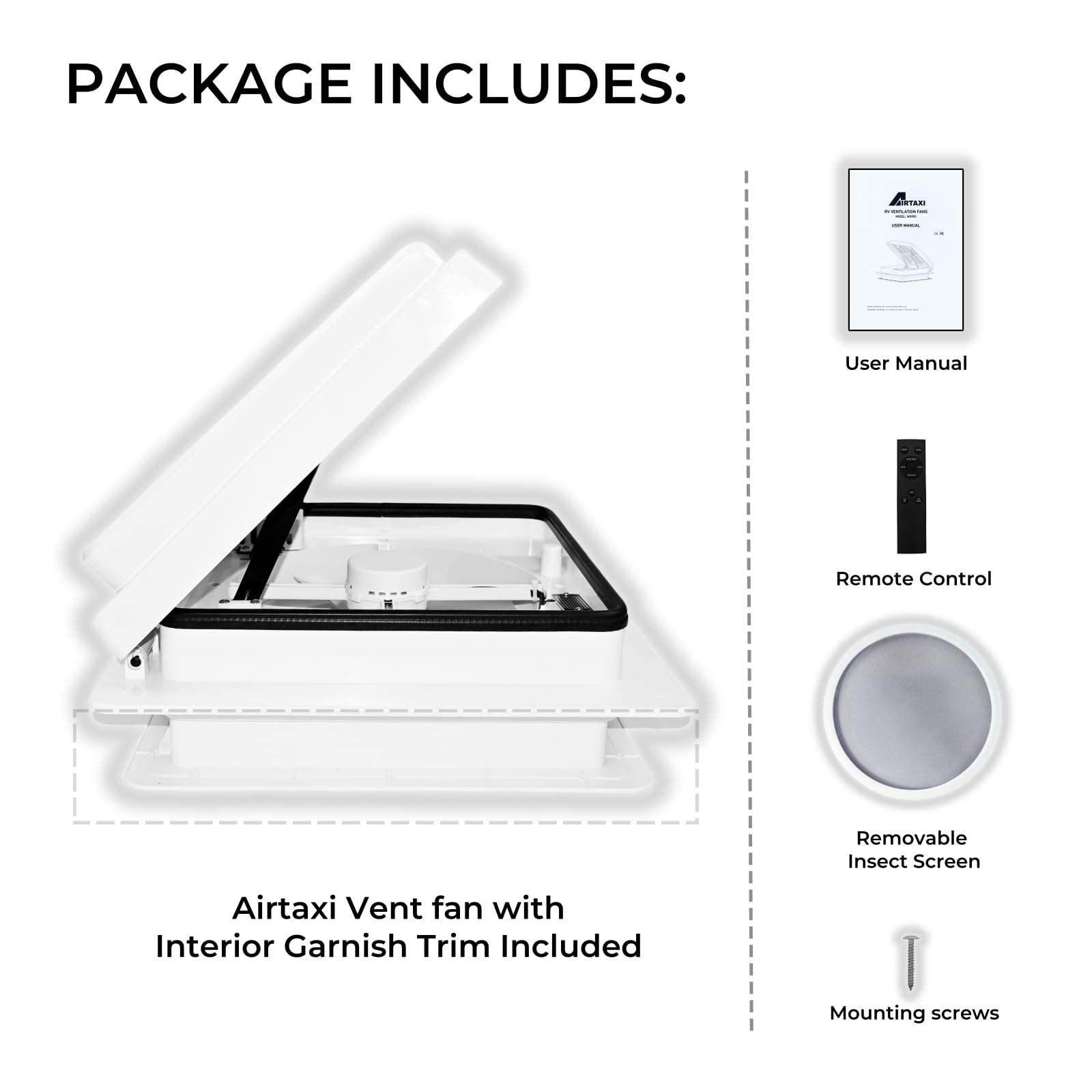 Wohnmobil-Ventilator, 35,6 cm, wendbar, 12 V/24 V, mit Regensensor und Fernbedienung