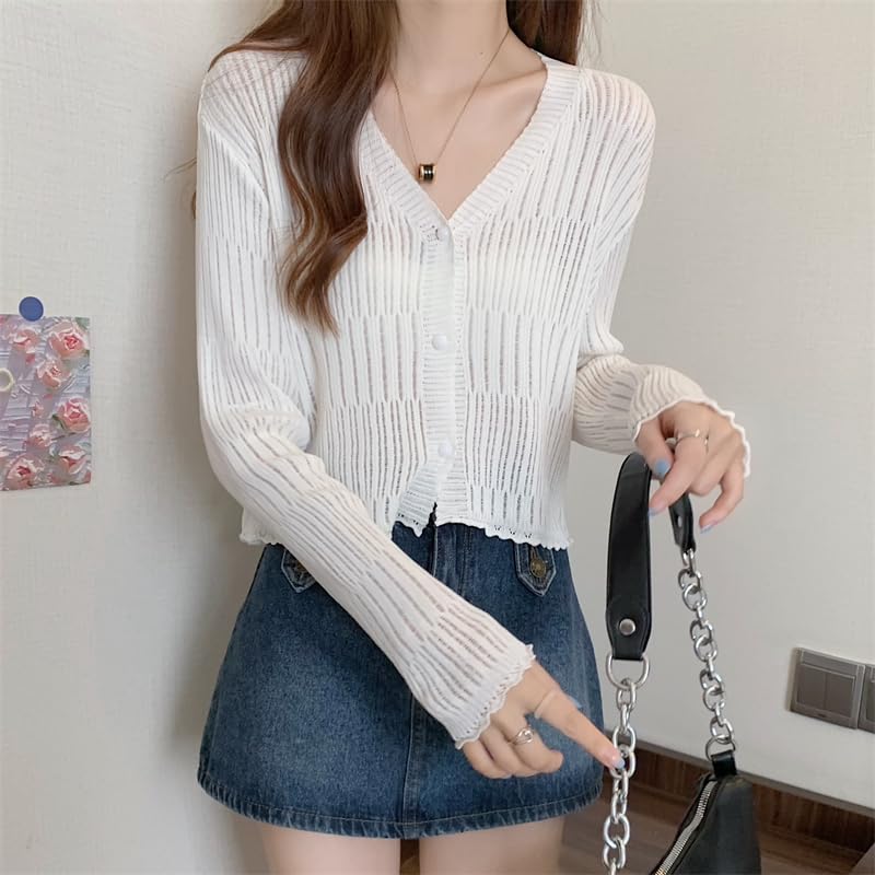 Image of ICW Women's Knitted Ribbed Cardigan Long-Sleeve V-Neck Button-Up Shrug Jacket Top Dn85