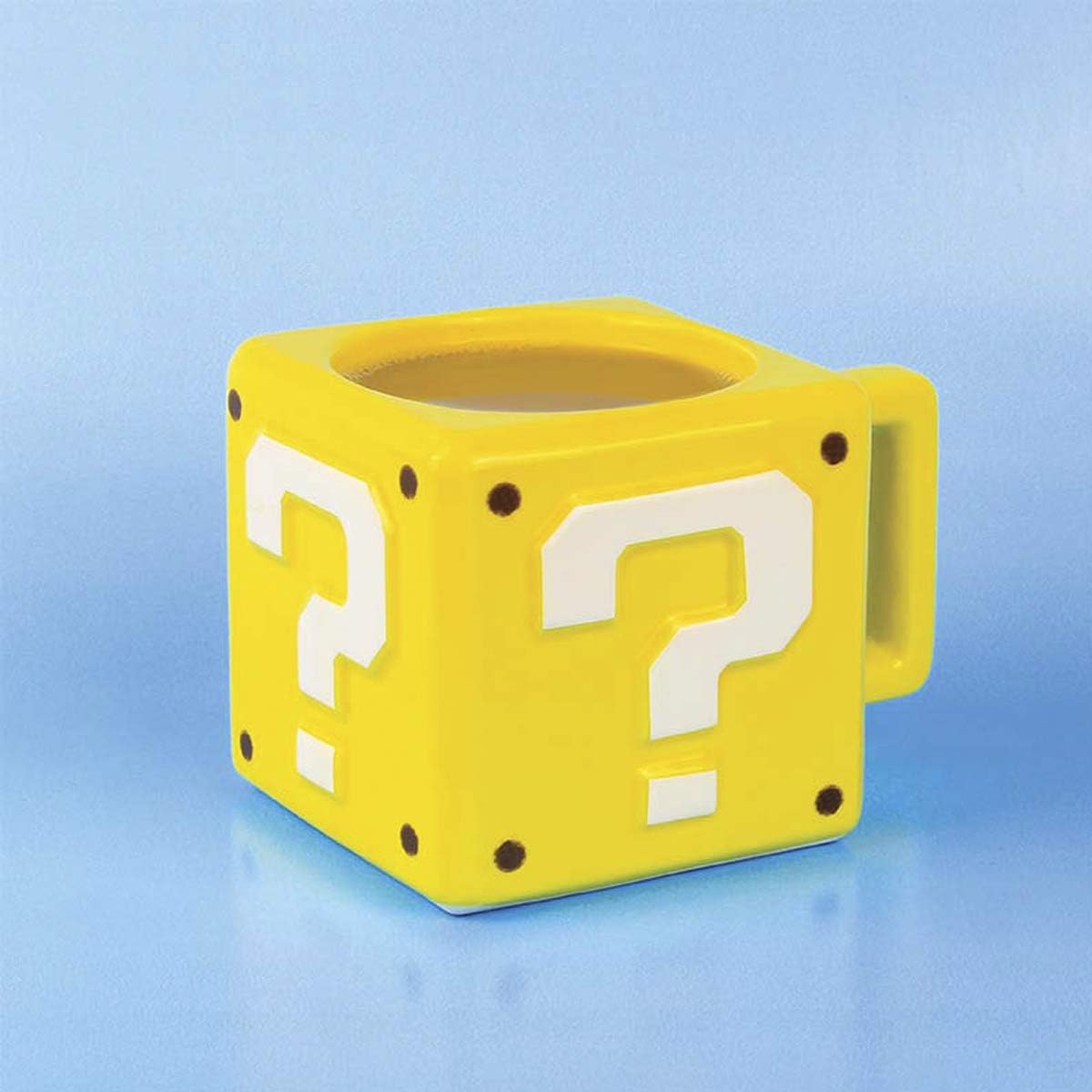 Paladone Super Question Block Shaped Mug | Ideal for Tea & Coffee | Iconic Mario Merchandise | Grab A Power Boost, Ceramic