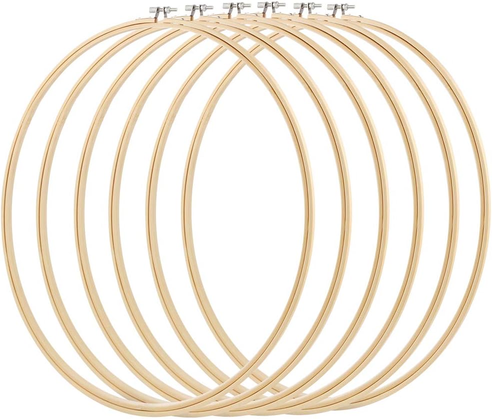 Caydo 6 Pieces 16 Inch Embroidery Hoops Cross Stitch Hoop Ring for Art Craft Handy Sewing, Wedding Wreath Decoration and Dream Catch