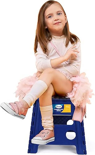 Miniatura 85 de Korpai Taburete plegable mejorado de 9 pulgadas para adultos y niños con capacidad para hasta 300 libras, taburetes plegables antideslizantes con