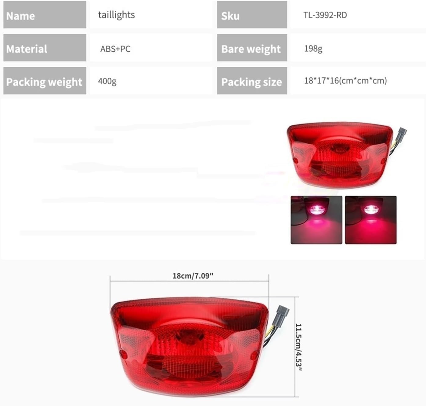 Luz Trasera para Motocicleta 150 LX Touring IE 3V 2012-2012 Luces de Freno Rojas para Motocicleta Kit de Luces traseras Luces traseras