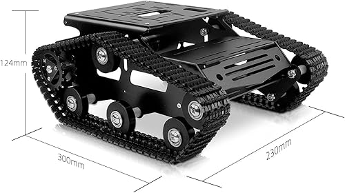 Miniatura 16 de Kit de chasis de coche robot inteligente, chasis de tanque grande de aleación de aluminio, con motores de 2WD para Arduino/Raspberry Pi DIY RC Negro